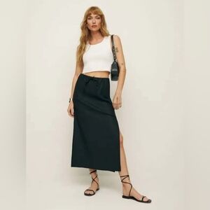Reformation Black Midi Skirt